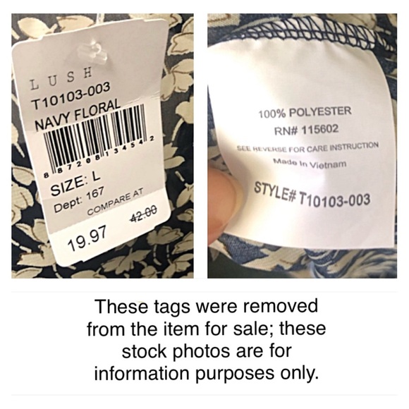 LUSH Women’s L SHEER BOHO TOP Blue / Beige Floral: high-low; open-back; flowing - Picture 9 of 10